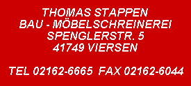 Tischler Nordrhein-Westfalen: Tischlerei Thomas Stappen